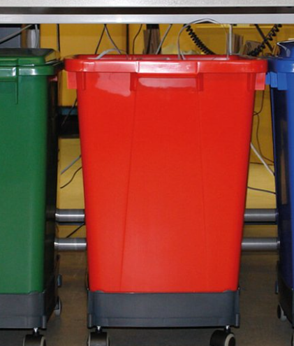 Poubelle de tri rectangulaire 90 Litres rouge sans couvercle