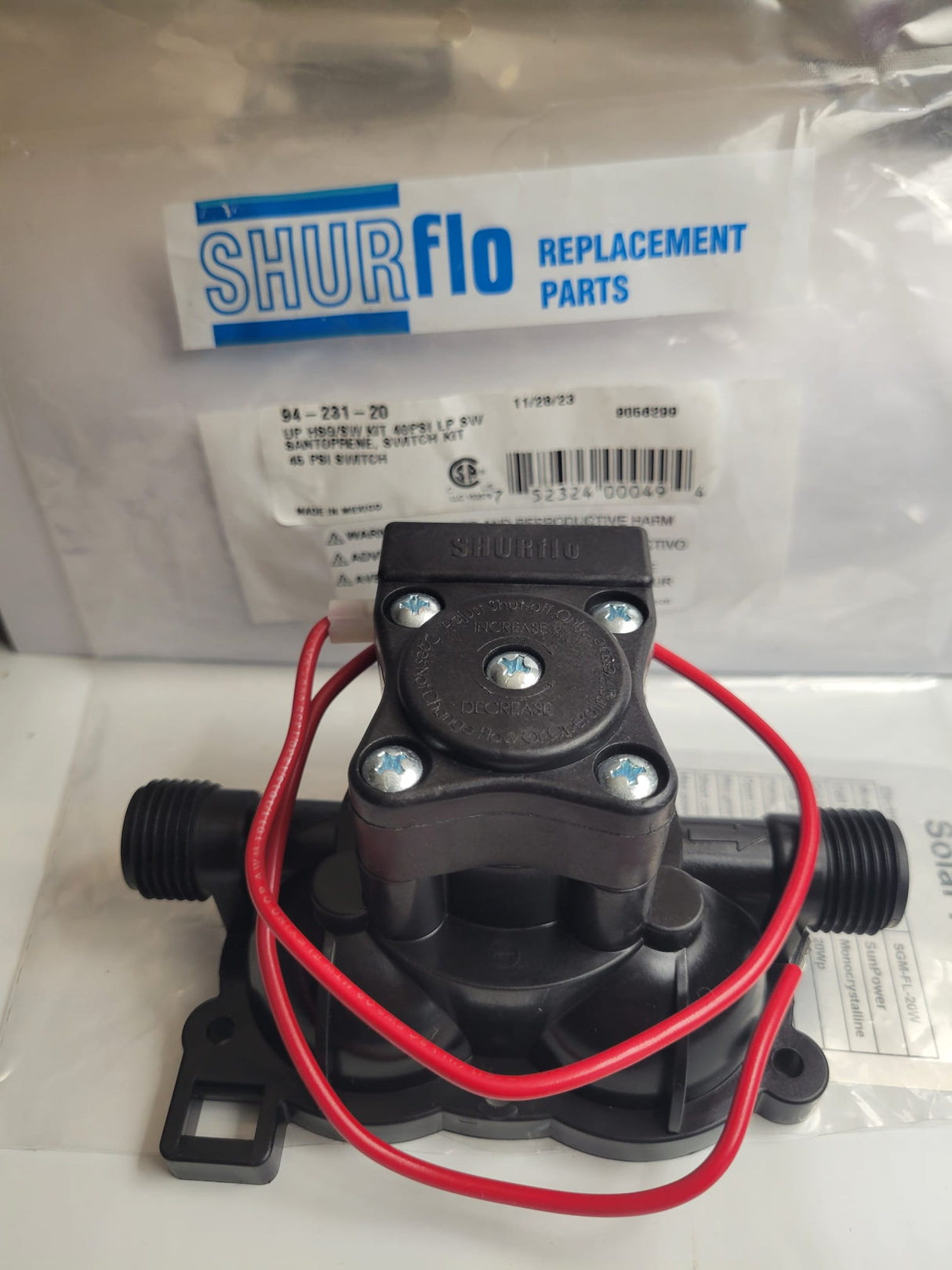 Boitier supérieur et kit pressostat de la shurflo 2088