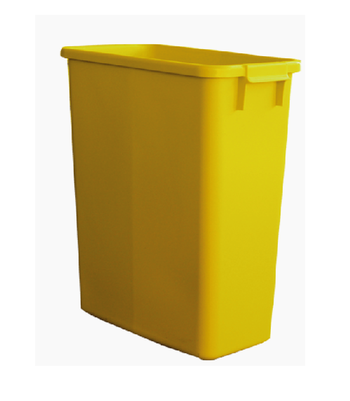 Poubelle de tri rectangulaire 60 Litres jaune sans couvercle