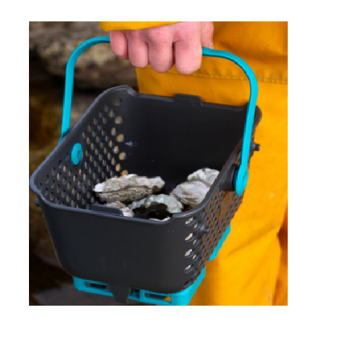 Panier Kajo 4L - 24x20x15cm - Gris/turquoise