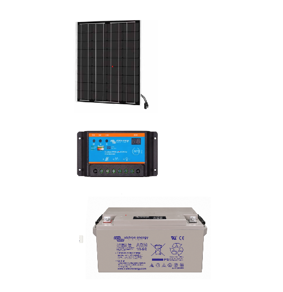 Kit Photovoltaique 90 Wc - 12V avec une 60Ah AGM