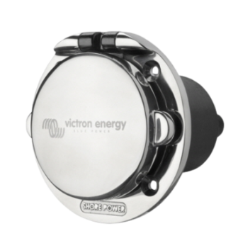 Prise d'alimentation inoxydable avec couvercle (2p/3w) Victron (250V / 32A)