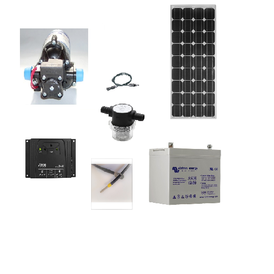 Kit pompe solaire de surface SHURFLO 2088-713-534 avec batterie avec cablage solaire