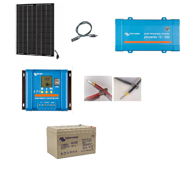 KIT solaire 50WC decouverte AC avec cablage adapté et convertisseur