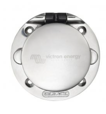 Prise de quai en acier inoxydable avec couvercle 16A/250Vac (2p/3w)