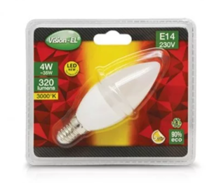 Ampoule LED 4W COB  E14 2700K Blanc Chaud - VISION-EI